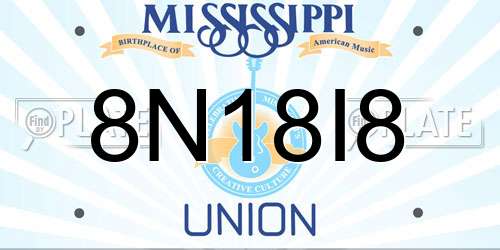 8N18I8 Mississippi License Plate