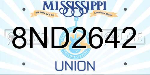 8ND2642 Mississippi License Plate