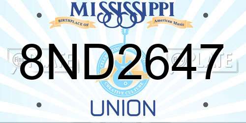 8ND2647 Mississippi License Plate