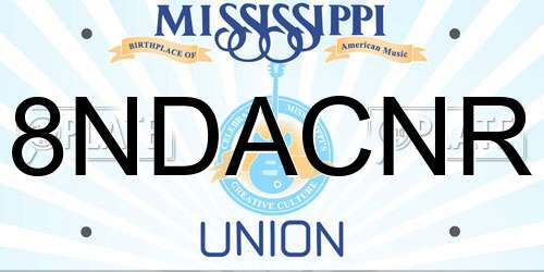 8NDACNR Mississippi License Plate