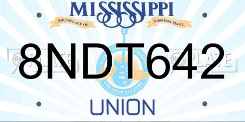 8NDT642 Mississippi License Plate