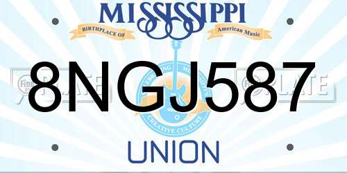 8NGJ587 Mississippi License Plate
