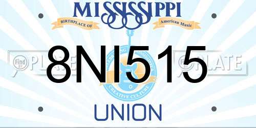 8NI515 Mississippi License Plate