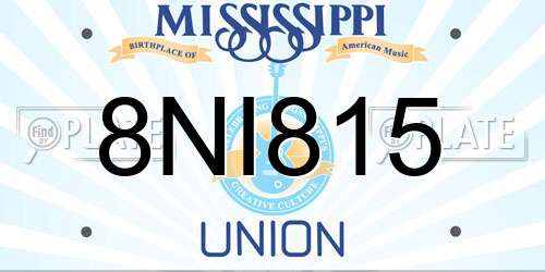 8NI815 Mississippi License Plate