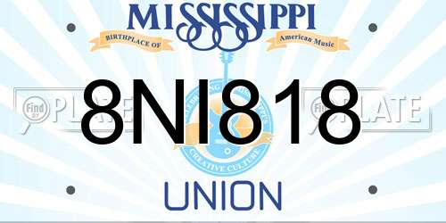 8NI818 Mississippi License Plate