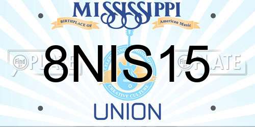8NIS15 Mississippi License Plate