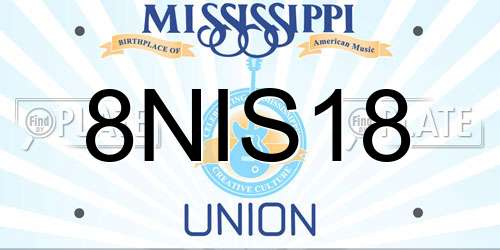 8NIS18 Mississippi License Plate