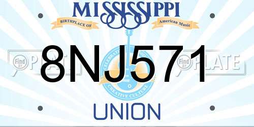 8NJ571 Mississippi License Plate