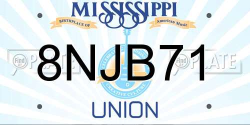 8NJB71 Mississippi License Plate