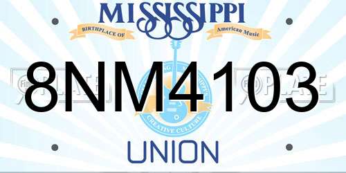 8NM4103 Mississippi License Plate