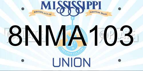 8NMA103 Mississippi License Plate