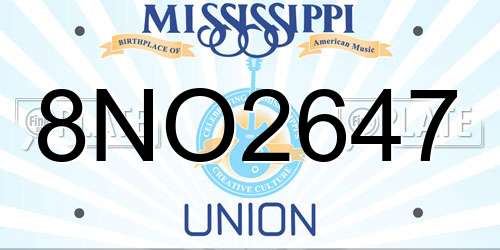 8NO2647 Mississippi License Plate