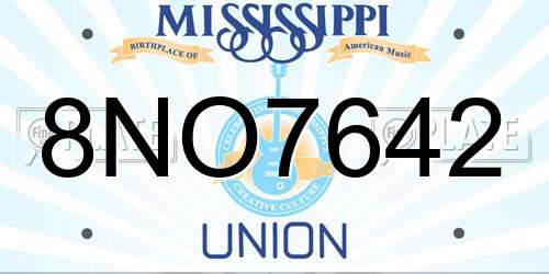 8NO7642 Mississippi License Plate