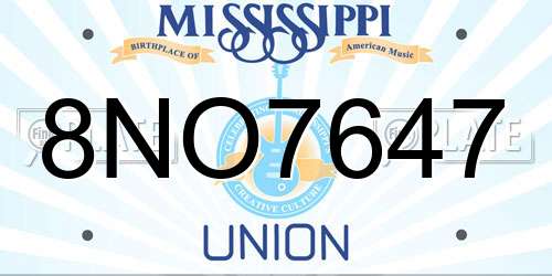 8NO7647 Mississippi License Plate