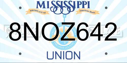8NOZ642 Mississippi License Plate
