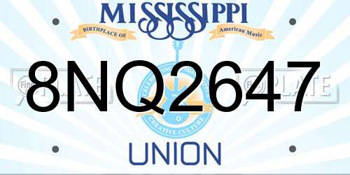 8NQ2647 Mississippi License Plate