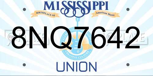 8NQ7642 Mississippi License Plate