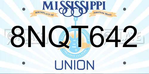 8NQT642 Mississippi License Plate