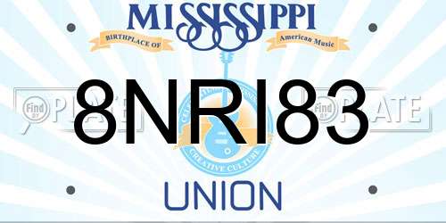 8NRI83 Mississippi License Plate