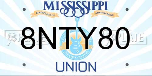 8NTY80 Mississippi License Plate
