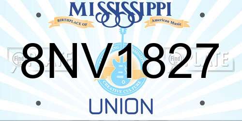 8NV1827 Mississippi License Plate