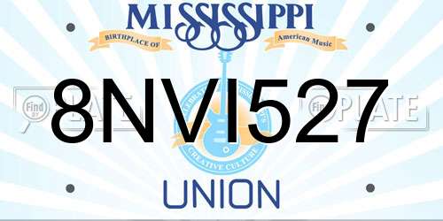8NVI527 Mississippi License Plate