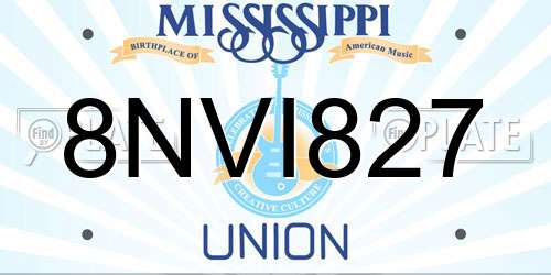 8NVI827 Mississippi License Plate
