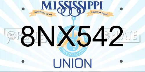 8NX542 Mississippi License Plate