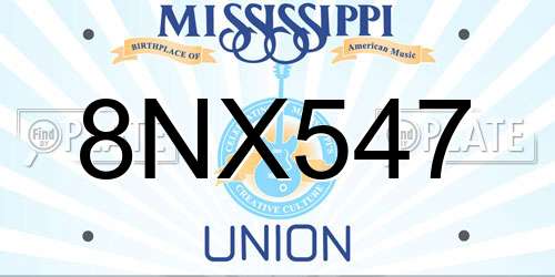 8NX547 Mississippi License Plate