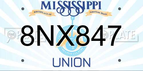 8NX847 Mississippi License Plate