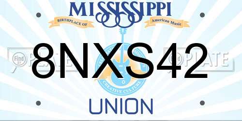 8NXS42 Mississippi License Plate