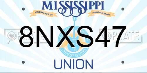 8NXS47 Mississippi License Plate