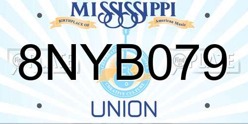 8NYB079 Mississippi License Plate