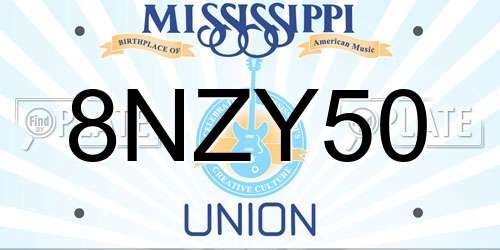 8NZY50 Mississippi License Plate