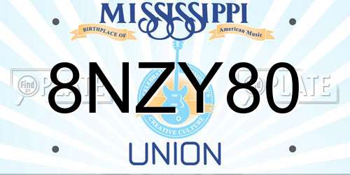 8NZY80 Mississippi License Plate