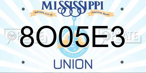 8O05E3 Mississippi License Plate