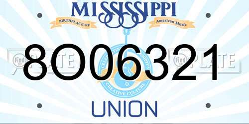 8O06321 Mississippi License Plate