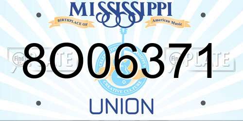 8O06371 Mississippi License Plate