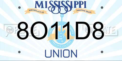 8O11D8 Mississippi License Plate