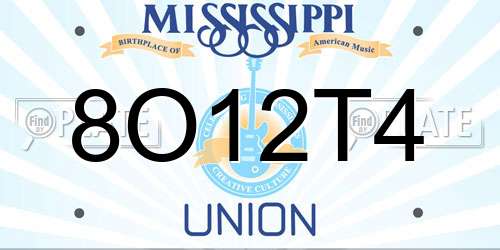 8O12T4 Mississippi License Plate