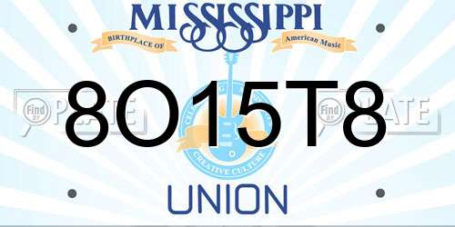 8O15T8 Mississippi License Plate