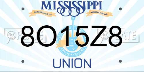 8O15Z8 Mississippi License Plate