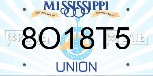 8O18T5 Mississippi License Plate