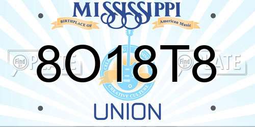 8O18T8 Mississippi License Plate