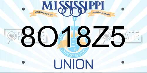 8O18Z5 Mississippi License Plate