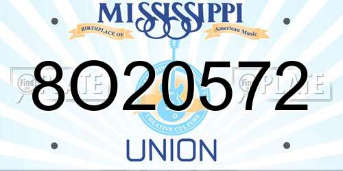 8O20572 Mississippi License Plate