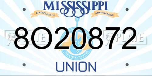8O20872 Mississippi License Plate