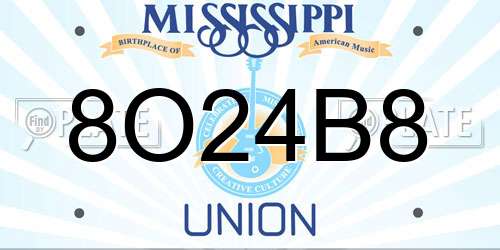 8O24B8 Mississippi License Plate