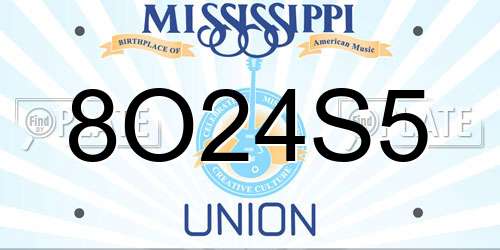 8O24S5 Mississippi License Plate