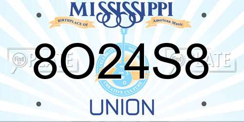 8O24S8 Mississippi License Plate